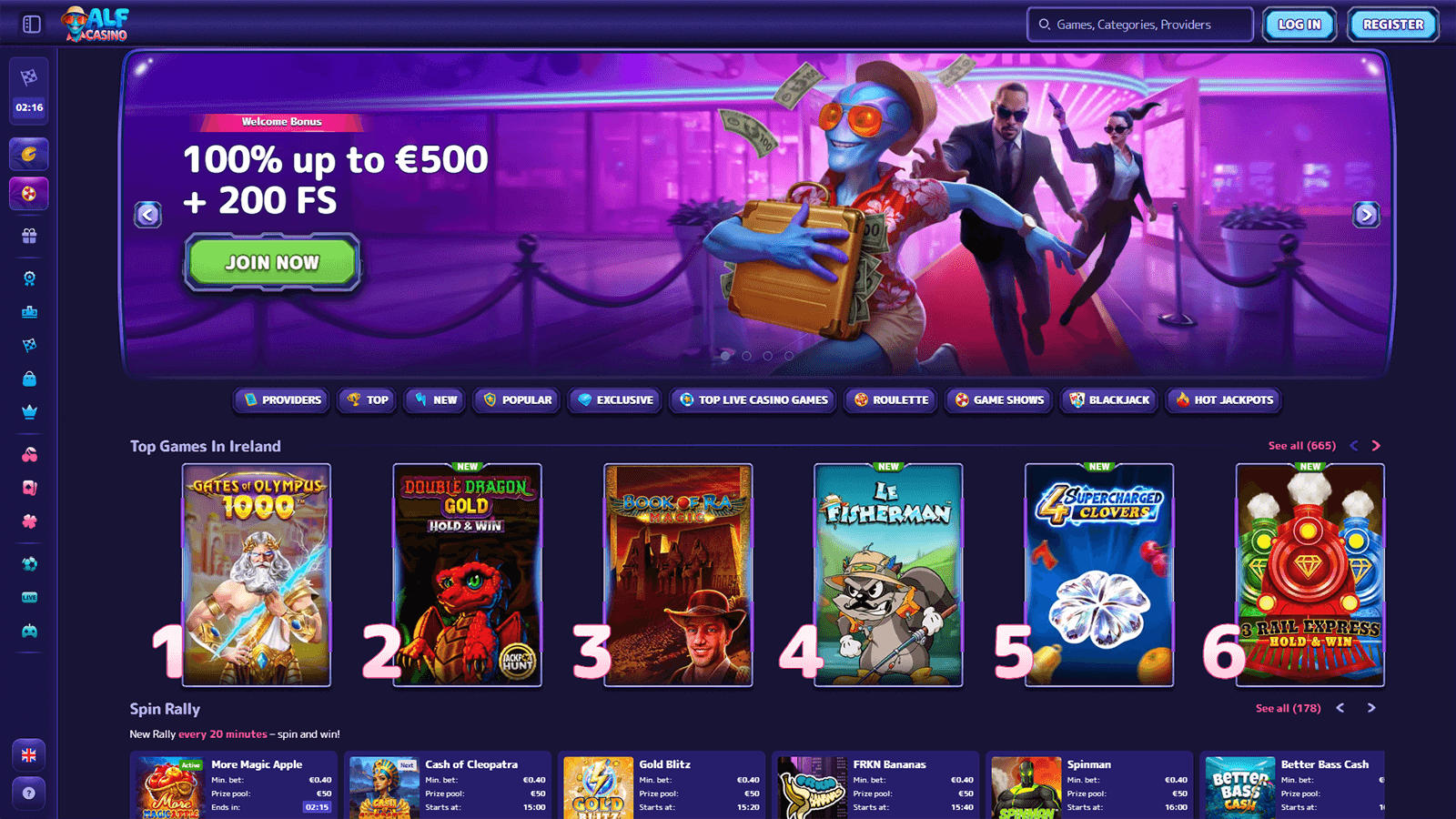 Alf Casino Homepage in Ireland