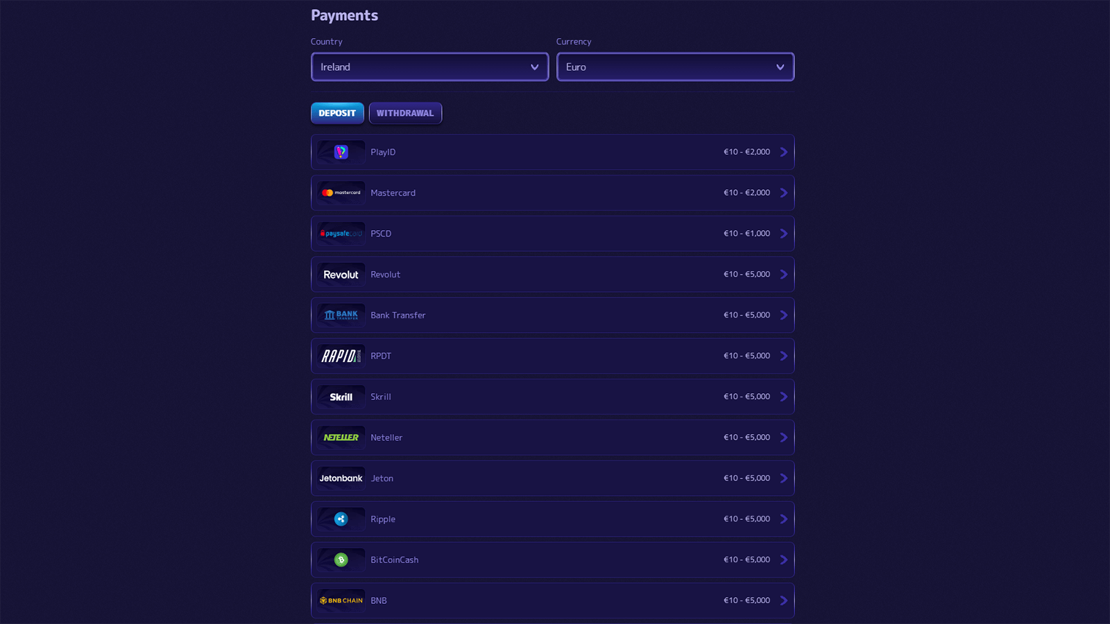 Alf Casino Payment Methods in Ireland