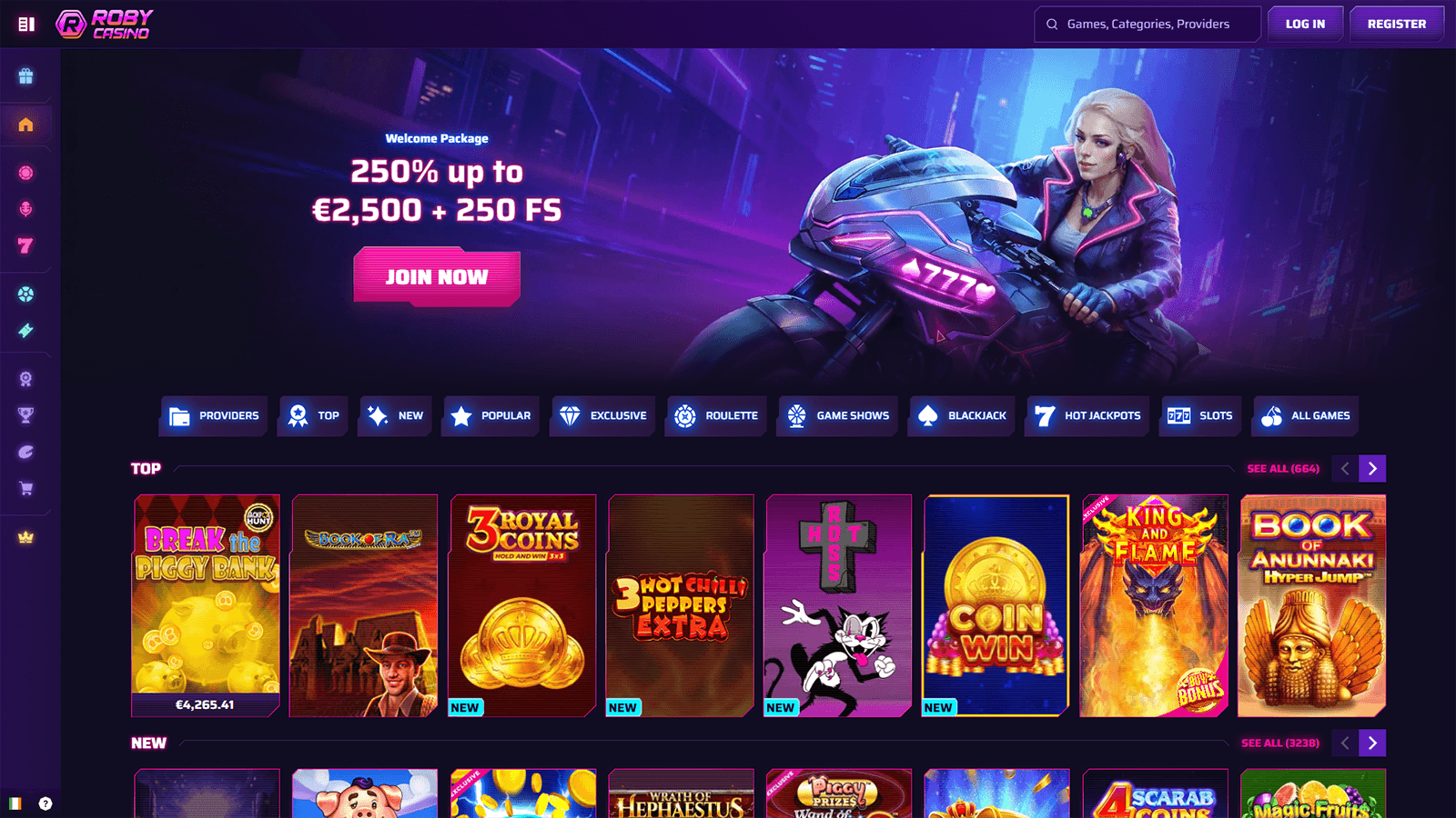 Roby Casino Homepage in Ireland