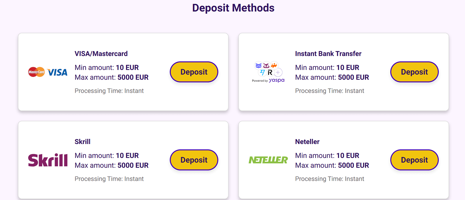 SlotBox Casino Deposit Methods in Ireland