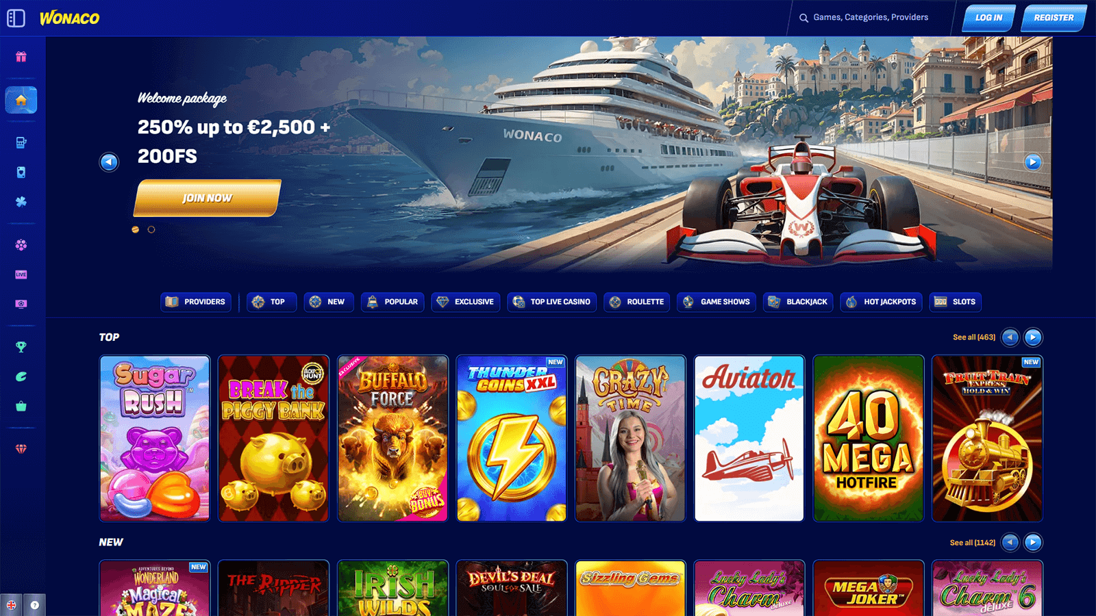 Wonaco Casino Homepage Ireland