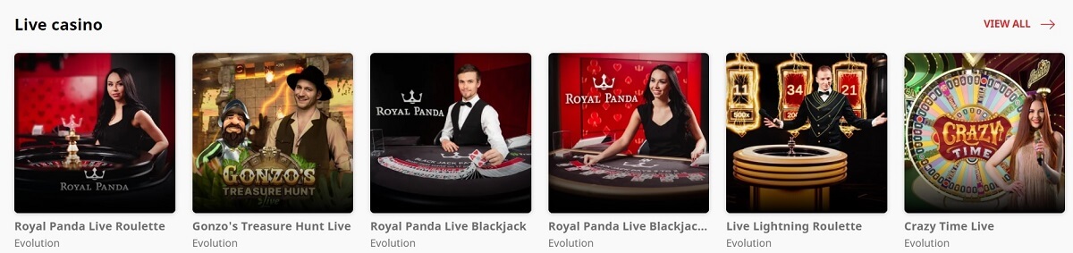 royal panda live casino games